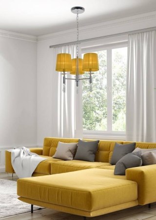 Żyrandol z kryształkami 3xE27 żółta + krształki Dual