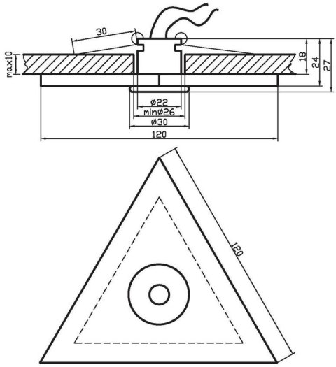 Oprawa stropowa chrom + satyna trójkątna G4 PO-04 2209948