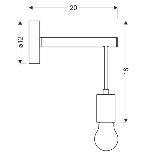 Lampa kinkiet pojedynczy czarny + drewno Izzy 21-75406