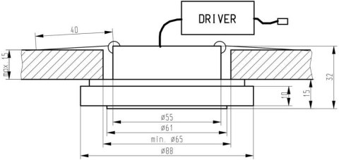 Oprawa stropowa LED 1W 230V okrągła mrożone szkło SS-30 Candellux 2227481