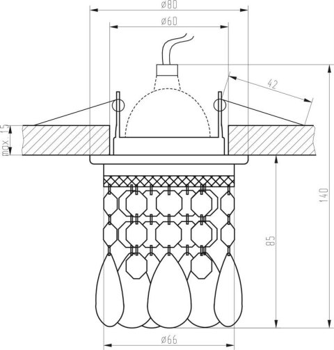 Oprawa stropowa biała z kryształkami MR16 50W SK-64 Candellux 2245150