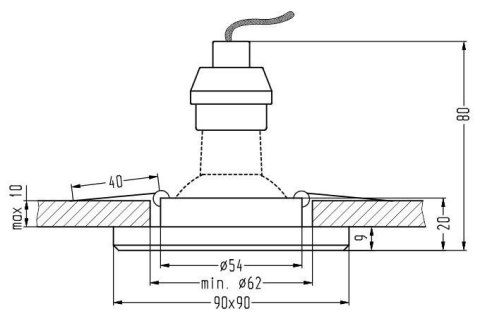Oprawa stropowa kwadrat zielony LED oczko GU10 SS-22 2235233