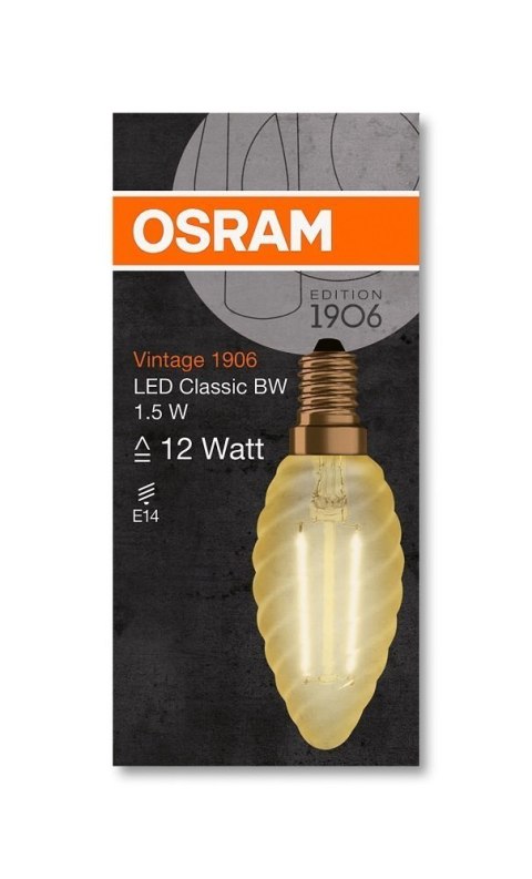 Żarówka led E14 1,5W 120lm 2400K vintage BW12 świeca Osram