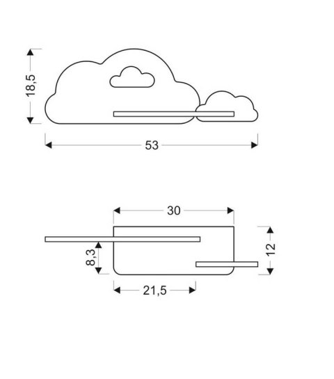 Kinkiet LED 5W dla dziecka niebieska chmurka z półką Cloud 21-75710