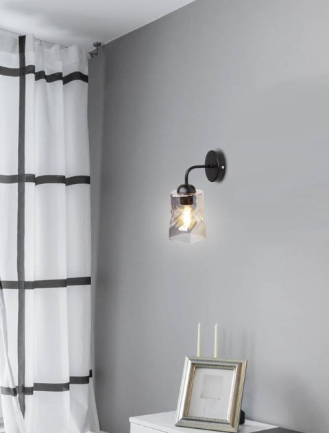 Kinkiet czarny klosz szklany bursztynowy Felis 21-00163