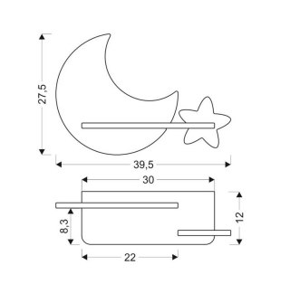 Lampa Kinkiet półeczka 5W LED IQ KIDS szary+złoty Moon Candellux 21-75727