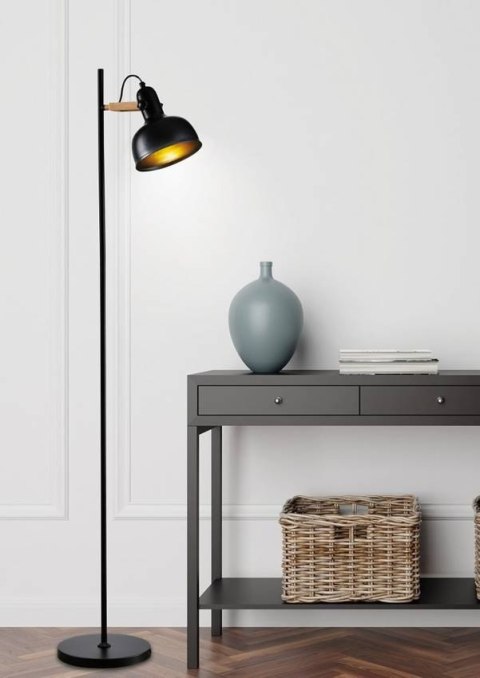 Lampa podłogowa czarna metalowa regulowana Reno