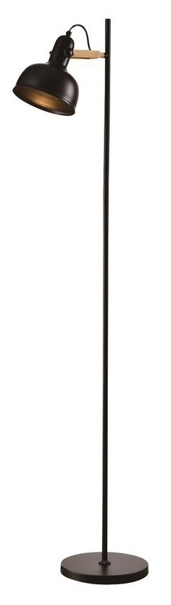 Lampa podłogowa czarna metalowa regulowana Reno