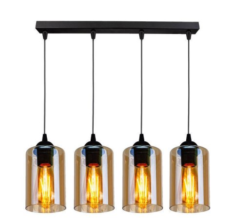 Lampa wisząca listwa czarno/brązowa 4xE27 Bistro 34-00552