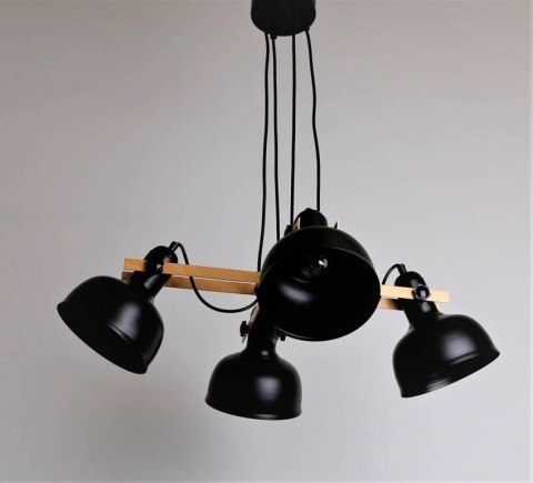 Lampa wisząca regulowana czarna klosz loft Reno