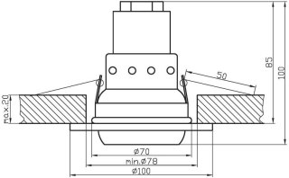 Oprawa stropowa ruchoma okrągła mosiądz OZR-05 2272004
