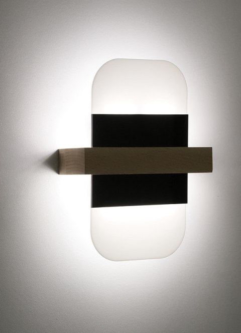 April lampa kinkiet drewniany 1x6 led czarny+biały