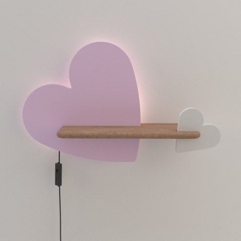 Kinkiet LED 5W lampka dziecka półka serce różowe Heart Candellux 21-84552