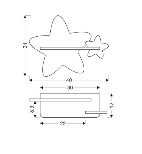 Lampa kinkiet półeczka 5W IQ Kids z przewodem z wł. i wtyczką Star Candellux 21-75734