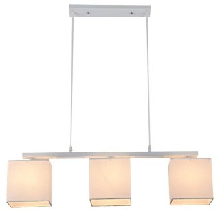Lampa wisząca biała + beżowy tkany abażur 3x40W Boho Candellux 33-58362