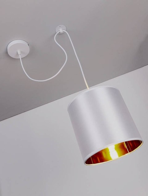 Lampa wisząca biała tkany abażur Atlanta 31-00637