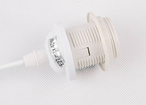 Lampa wisząca biała tkany abażur Atlanta 31-00637