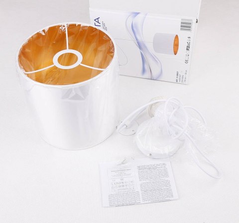 Lampa wisząca biała tkany abażur Atlanta 31-00637