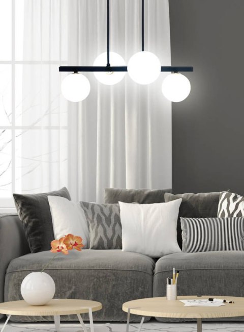 Lampa wisząca sufitowa czarno-biała Kama