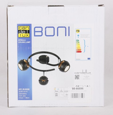 Boni spirala 3x3w gu10 led czarny
