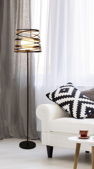 Lampa podłogowa metalowa czarna + szklany klosz Akita Ledea 50601060