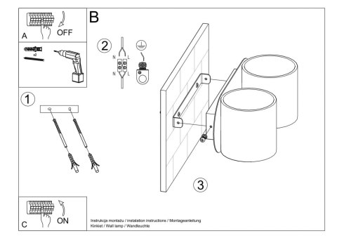 Sollux Lampa Kinkiet ORBIS 2 czarny