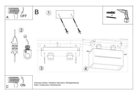 Sollux Lampa Plafon LOBO MAXI szary