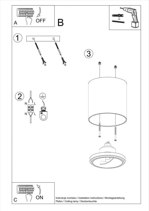 Sollux Lampa Plafon TIUBE szary