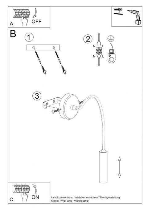 Sollux Lampa Kinkiet AXIL czarny