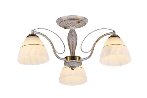Lampa sufitowa biało-złota szklany klosz 3x60W E27 Fanetta Candellux 33-78056