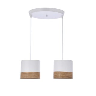 Bianco lampa wisząca biały talerz 2x40w e27 abażur biały+orzechowy