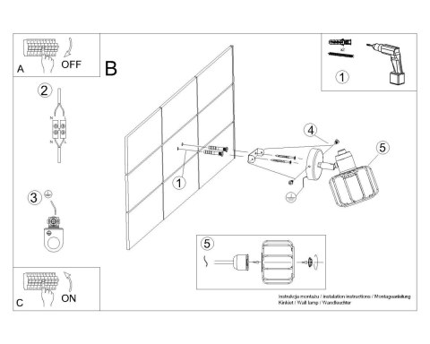 Sollux Lampa Kinkiet BELUCI 1 czarny