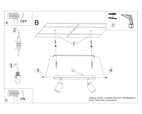 Sollux Lampa Plafon FORNES 2 czarny