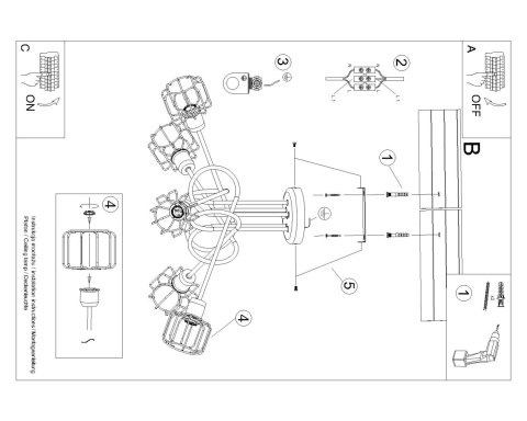 Sollux Lampa Żyrandol BELUCI 5S czarny
