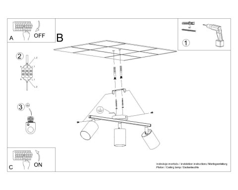 Sollux Lampa Plafon LEMMI 3 czarny
