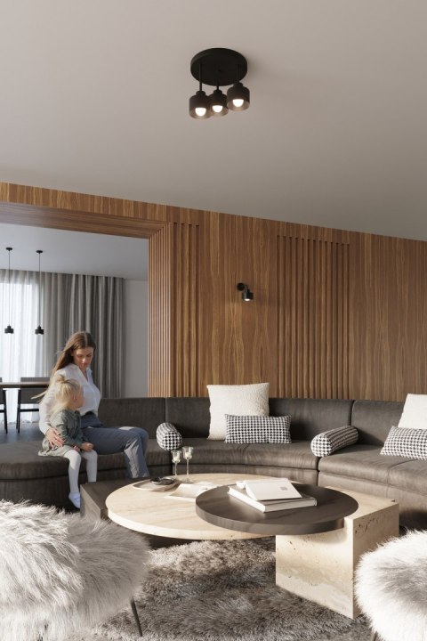 Sollux Lampa Plafon SAVAR 3 czarny