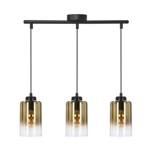 Aspra lampa wisząca czarny 3x60w e27 klosz bursztynowy