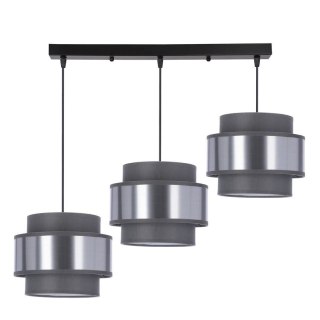 Hare lampa wisząca chromowy 3x60w e27 abażur szary+srebrny