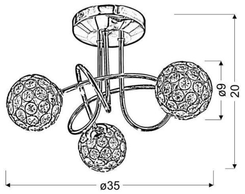 Lampa sufitowa candellux wyprzedaż 98-85996 starlet plafon 3x40w g9 chrom/transparent
