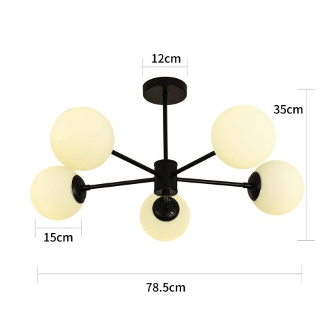 Lampa wisząca Roma 5 czarna 5xE14 Light Prestige