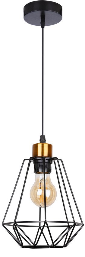 Primo lampa wisząca czarny+złoty 1x60w e27 klosz czarny