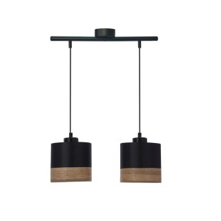 Porto lampa wisząca czarny 2x60w e27 abażur czarny+fornir