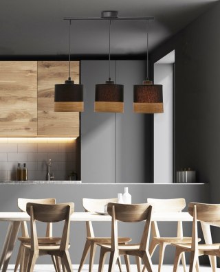 Porto lampa wisząca czarny 3x60w e27 abażur czarny+fornir