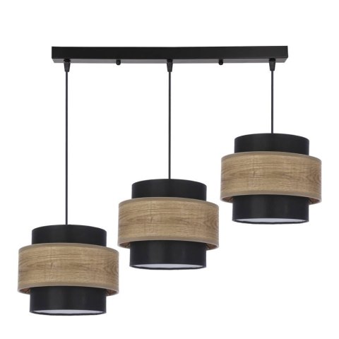 Twin lampa wisząca czarny 3x40w e27 abażur czarny+drewniany