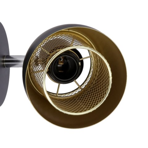 Aleksandria lampa kinkiet czarny 1x40w e14 klosz czarny+złoty