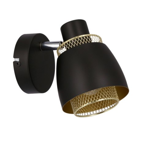 Aleksandria lampa kinkiet czarny 1x40w e14 klosz czarny+złoty