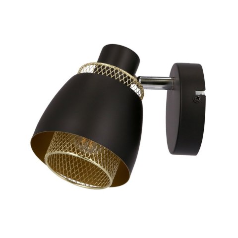 Aleksandria lampa kinkiet czarny 1x40w e14 klosz czarny+złoty