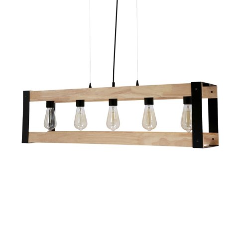 Lampa wisząca czarna metalowa + drewno 5x40W Varna