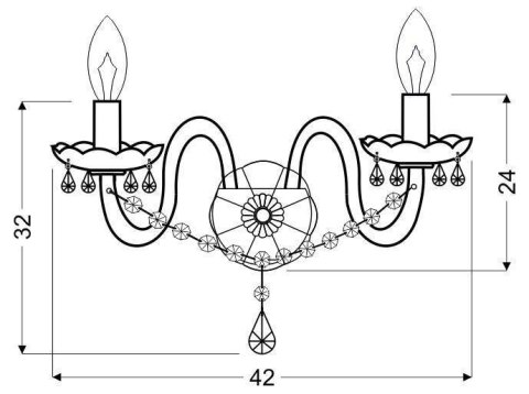 Kinkiet ścienny podwójny złoty z kryształkami Maria Teresa Candellux 22-94592
