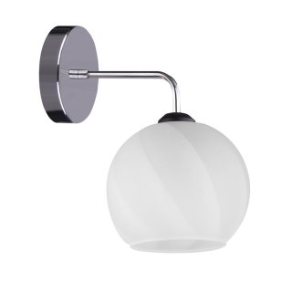 Larix Lampa ścienna kinkiet chromowy 1x40w e27 klosz biały 21-23827